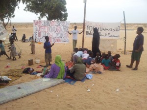 Sit-in à l'entrée du camp de Choucha 