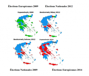 Élections européennes 2009 et 2014 et nationales 2009 et 2012