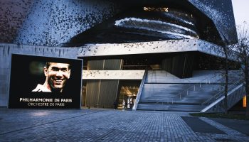 L'installation "Zidane, un portrait du XXIe siècle" à la Philarmonie de Paris, le 19 décembre 2023.