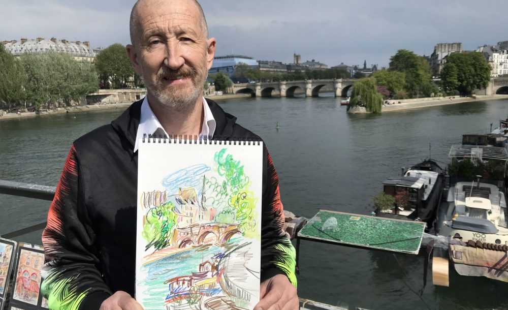 Time line IMG_0212 photo sur le pont des Arts avec croquis